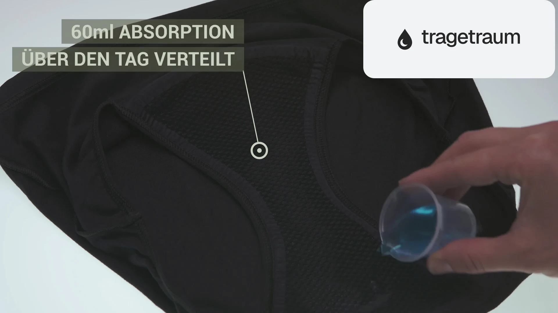 Saugtest: 60 ml werden auf den Saugkern gegossen